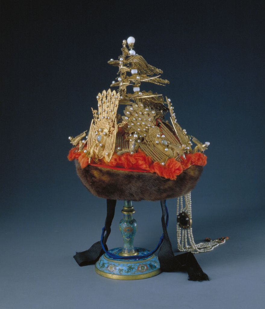 世界的に 【珍】 皇帝冠 中国古美術 真珠貂皮 清朝様式 - アンティーク 
